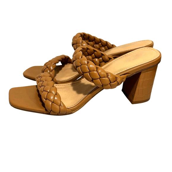 Sincerely Jules high heel slides sandals dressy nude tan braided straps size 10 - Picture 4 of 11